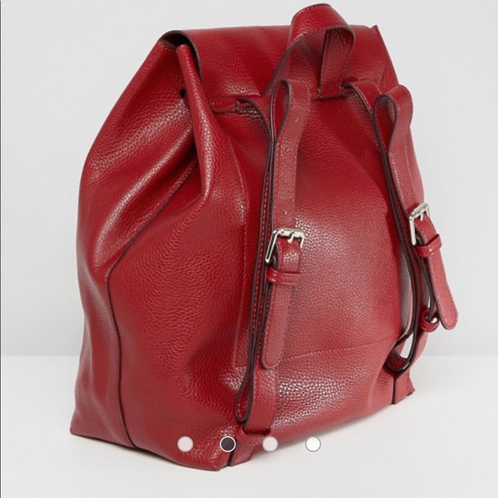 STREET LEVEL by ASOS Red Leather Backpack - Picture 2 of 8